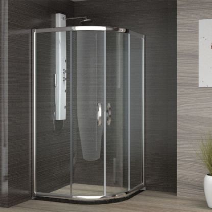 Picture of Delta Corner Entry Half Round Shower Enclosure With Curved Sliding Door