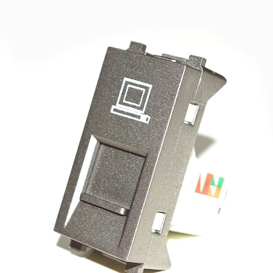 Picture of PLATIA Computer Socket With Shutter RJ45 Cat6 - 1M - Silver Grey