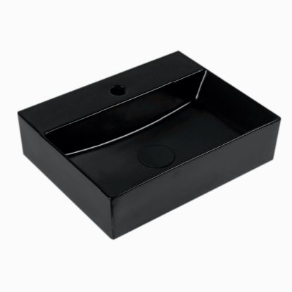 Picture of Nightlife Square Bowl Basin With Tap Hole - Black Matte 450X350 mm