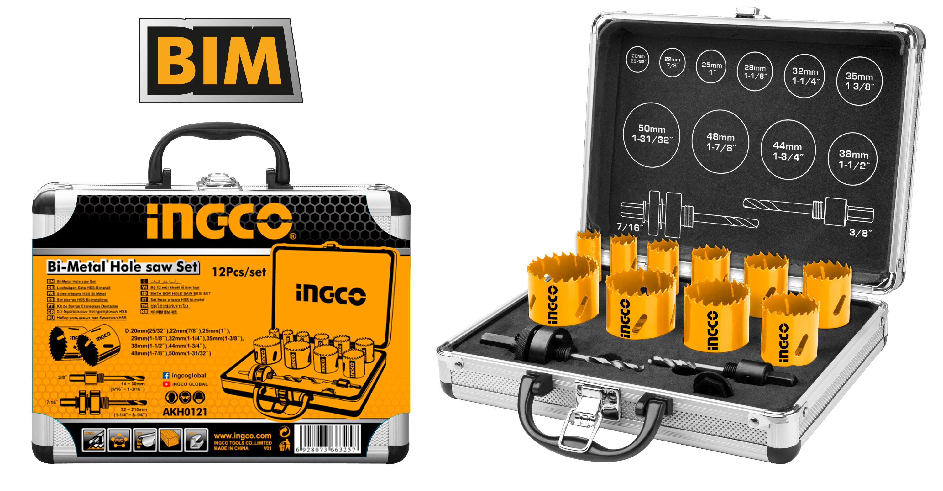 12 PCS Bi metal Hole Saw Set