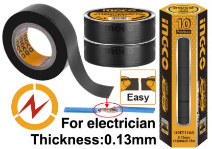 Picture of 10 PCS PVC Insulating Tape Black: 9.15MTRs(18MM)