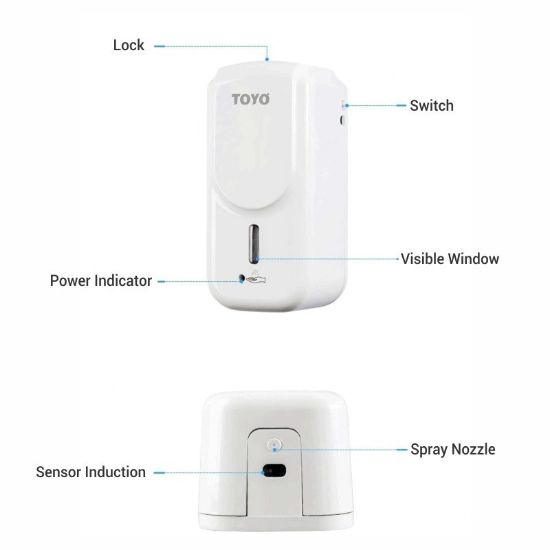 Picture of TOYO: Automatic Sanitizer Dispenser 1000ml: White