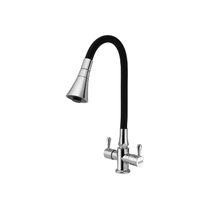 Picture of TOYO: Flexi Series Centre Hole Flexible Multiflow Spout Sink Mixer: CP Black