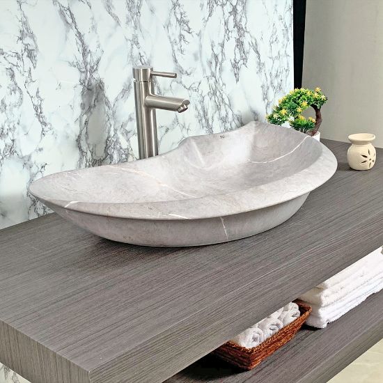 Picture of TOYO: Art Basin 67X47X14CM: Light Grey Marble Matt