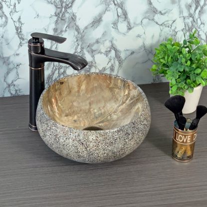 Picture of TOYO: Art Basin 31X31X16CM: Brown Marble & Texture (Double Finish)