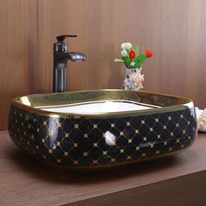 Picture of TOYO: Art Basin 45X40X14CM: Black & Gold