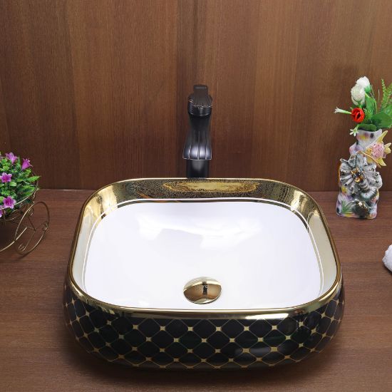Picture of TOYO: Art Basin 45X40X14CM: Black & Gold