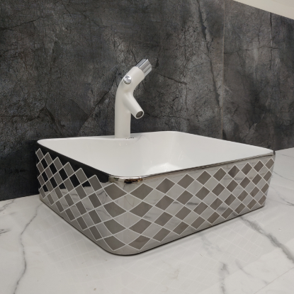 Picture of TOYO: Art Basin 490X380X140MM: White & Silver