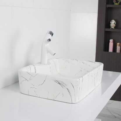 Picture of TOYO: Art Basin 490X380X140MM: White Marble Matt
