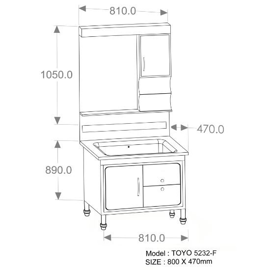 Picture of TOYO: Bathroom Vanity 810X470MM: White & Copper