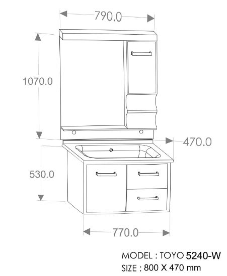 Picture of TOYO: Bathroom Vanity 800X470MM: White & Ivory Texture