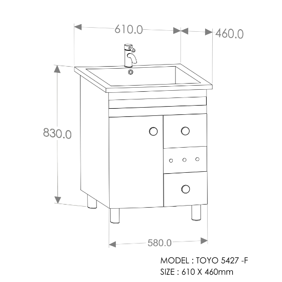 Picture of TOYO: Bathroom Vanity 610X460MM: Brown Texture