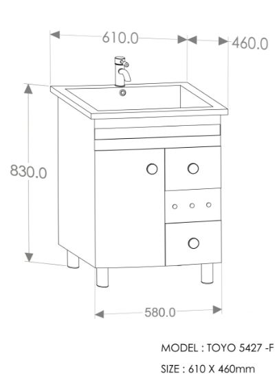 Picture of TOYO: Bathroom Vanity 610X460MM: Black & White Plain