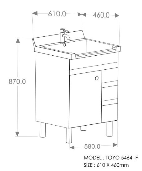 Picture of TOYO: Bathroom Vanity 610X460MM: White & Black Marble