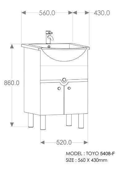 Picture of TOYO: Bathroom Vanity 560X430MM: Full White