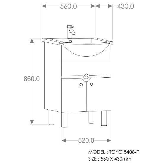 Picture of TOYO: Bathroom Vanity 560X430MM: White & Red