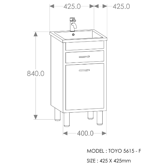 Picture of TOYO: Bathroom Vanity 425X425MM: Ivory and Brown